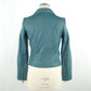 Chic Blue Leather Jacket with Zip Closure
