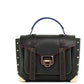 Manhattan Medium Black Contrast Trim Leather Satchel Purse Handbag
