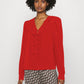 Chic Red Pinstripe Blazer with Golden Accents