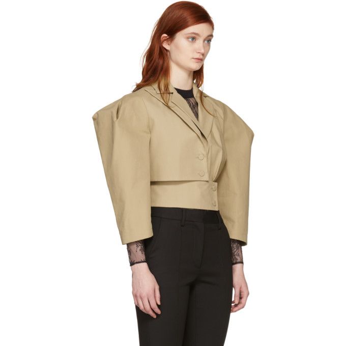 Beige Cotton Women Blazer