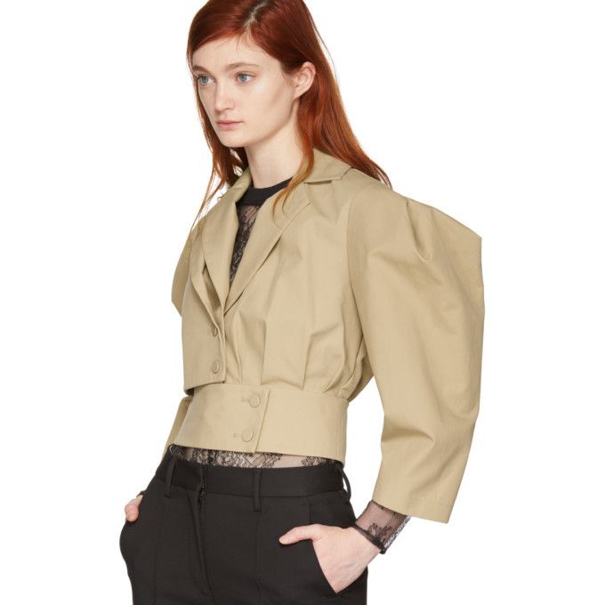 Beige Cotton Women Blazer