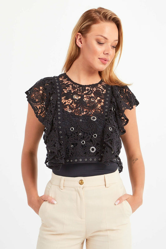 Black Cotton Women Top