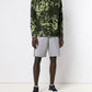 Chic Gray Bermuda Shorts with Unique Rubber Prints