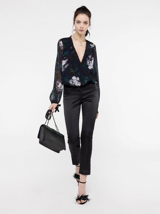 Elegant Blue Silk Satin Top