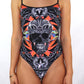 Elegant Rhinestone Logo One-Piece Swimsuit