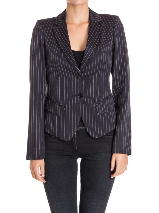 Blue Viscose Women Blazer