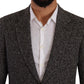 Elegant Slim Fit Gray Wool Blazer