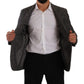 Elegant Slim Fit Gray Wool Blazer