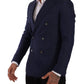 Elegant Slim Fit Silk Blend Blazer in Blue