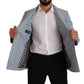 Blue Cotton Linen Slim Fit Jacket Coat Blazer