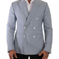 Blue Cotton Linen Slim Fit Jacket Coat Blazer