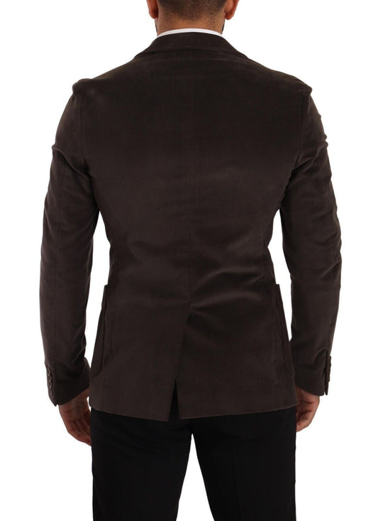 Elegant Velvet Slim Fit Blazer in Brown