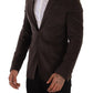 Elegant Velvet Slim Fit Blazer in Brown