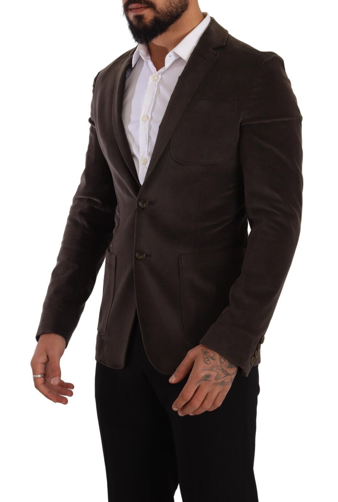 Elegant Velvet Slim Fit Blazer in Brown