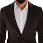 Elegant Velvet Slim Fit Blazer in Brown