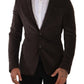 Elegant Velvet Slim Fit Blazer in Brown