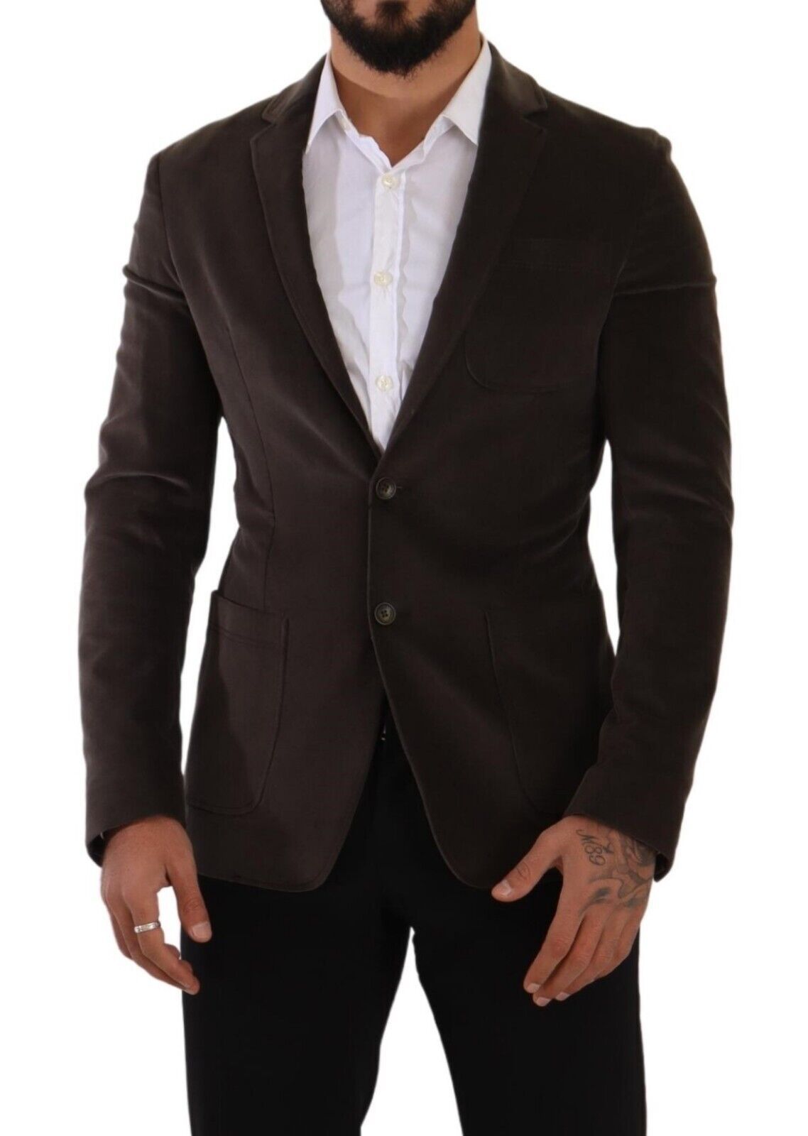 Elegant Velvet Slim Fit Blazer in Brown