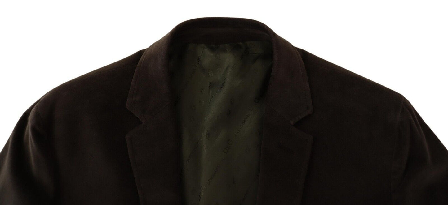 Elegant Velvet Slim Fit Blazer in Brown