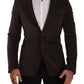Elegant Velvet Slim Fit Blazer in Brown