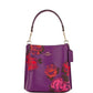 Mollie 22 Small Pebbled Leather Floral Print Bucket Handbag Purse