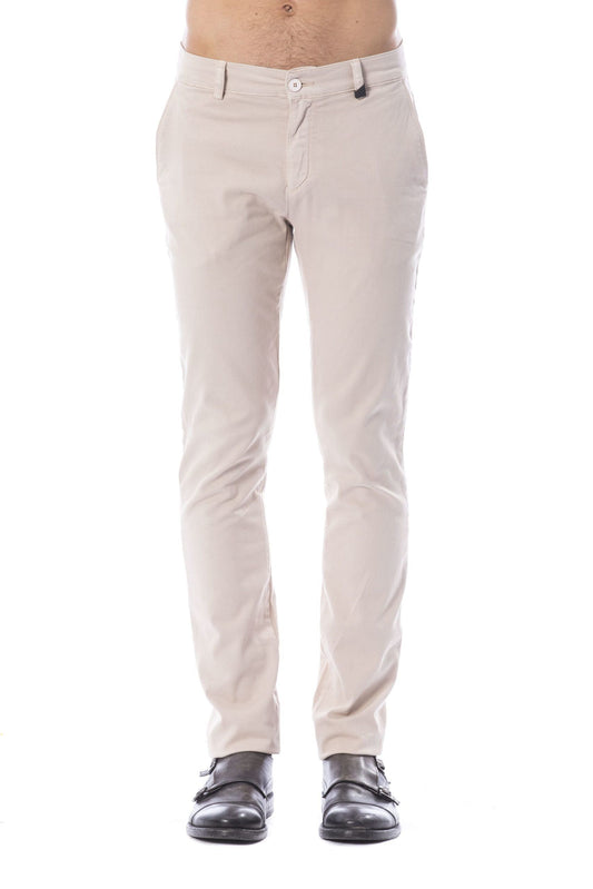 Beige Cotton Men Pant