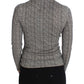 Elegant Black and White Wool Cardigan