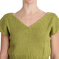 Elegant Green Knitted Vest Sweater