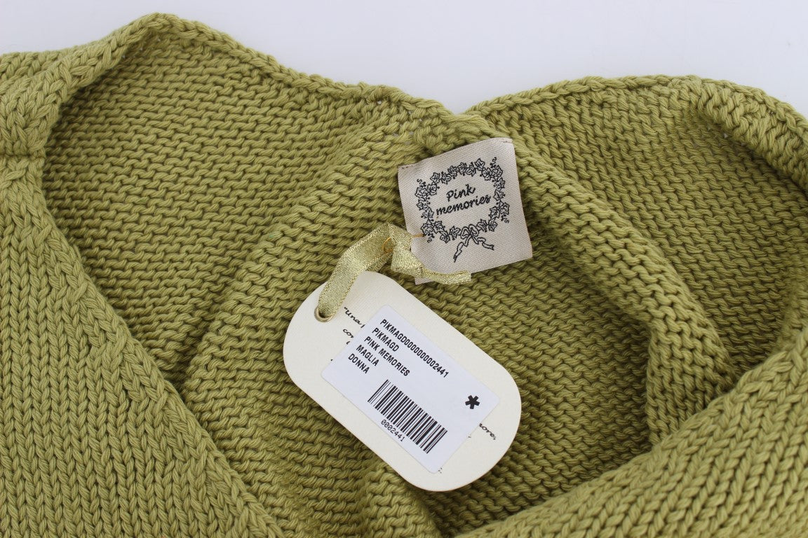 Elegant Green Knitted Vest Sweater