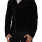 Sleek Black Cotton Biker Jacket