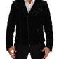Sleek Black Cotton Biker Jacket