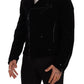 Sleek Black Cotton Biker Jacket