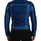 Elegant Denim Jacket with Crown Embroidery