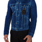 Elegant Denim Jacket with Crown Embroidery