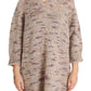Beige Oversized V-Neck Knitted Sweater