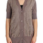 Elegant Purple Cotton Lace Cardigan Sweater