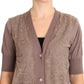 Elegant Purple Cotton Lace Cardigan Sweater
