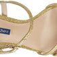 Glimmering Gold Glitter Ankle Strap Heels