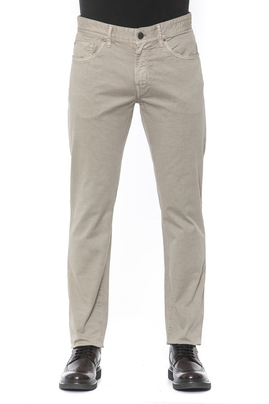 Beige Cotton Mens Trouser