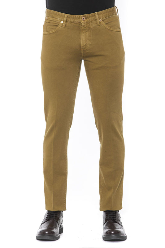 Beige Cotton Men Jeans