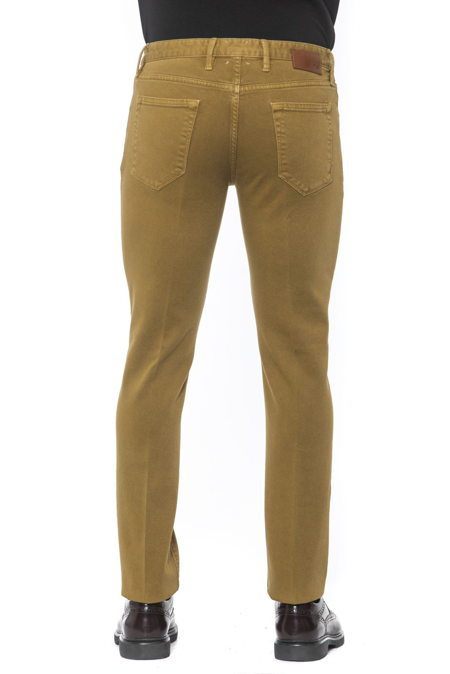 Beige Cotton Men Jeans