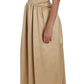 Beige Crystal Embellished Full Length Dress