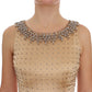 Beige Crystal Embellished Full Length Dress