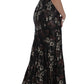 Elegant Floral Jacquard Full Length Dress
