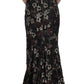 Elegant Floral Jacquard Full Length Dress