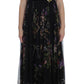 Multicolor Rose & Key Print Maxi Dress with Crystal