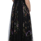 Multicolor Rose & Key Print Maxi Dress with Crystal
