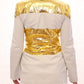 Elegant White & Gold Leather Jacket