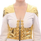 Elegant White & Gold Leather Jacket