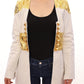 Elegant White & Gold Leather Jacket