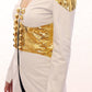 Elegant White & Gold Leather Jacket